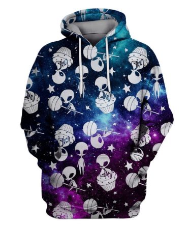 Alien Hoodie Alien Cupcake Candy Pattern Hoodie Adult