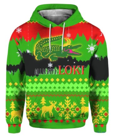Loki Hoodie Alligator Loki Merry Christmas Hoodie Green Unisex