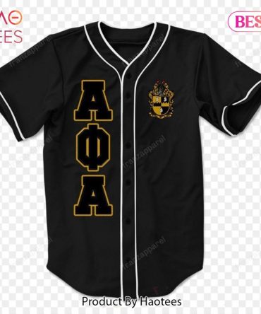 Stylish Black Greek Baseball Jersey With Crest - Perfect For Fraternity Events