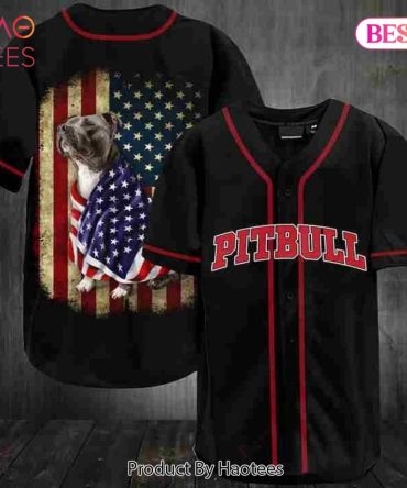 Patriotic Pitbull Baseball Jersey Shirt - American Flag Design - Perfect Gift For Dog Lovers