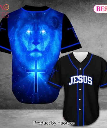 Divine Lion & Cross Jesus Baseball Jersey - Spiritual Style For Faithful Fans