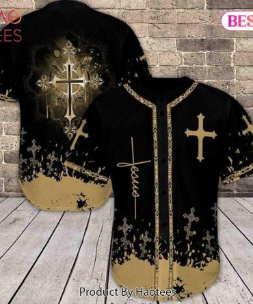 Faith-Inspired Black & Gold Cross Baseball Jersey - Unique Christian Apparel
