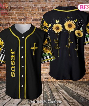 Faith Hope Love Sunflower Baseball Jersey - Stylish Christian Apparel