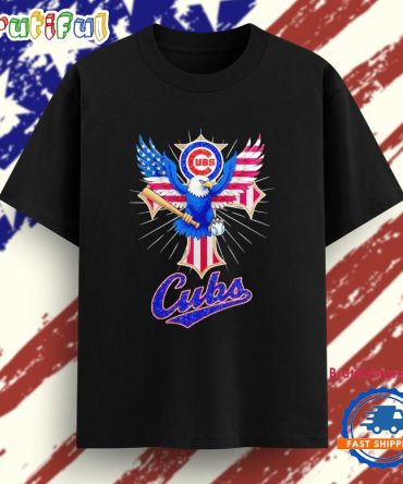 American Flag Bald Eagle Chicago Cubs Logo T Shirt
