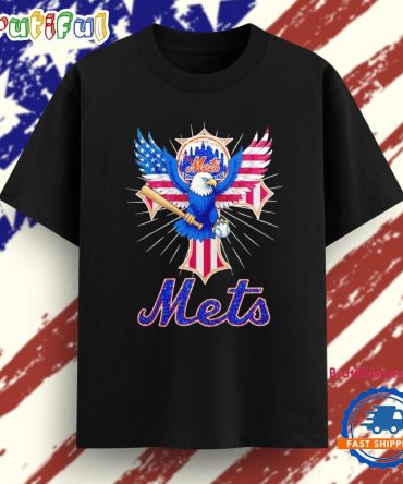 American Flag Bald Eagle New York Mets Logo T Shirt