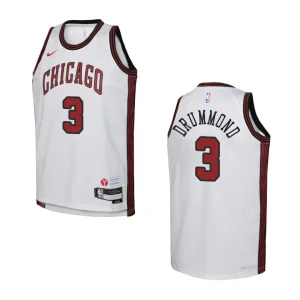 2022-23 Chicago Bulls Youth City Edition Andre Drummond White Jersey - Alzaintravels