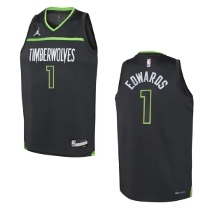 2022-23 Minnesota Timberwolves Youth Statement Edition Anthony Edwards Grey Jersey - Alzaintravels