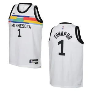 Minnesota Timberwolves 2022-23 City Edition Youth Anthony Edwards White Jersey - Alzaintravels