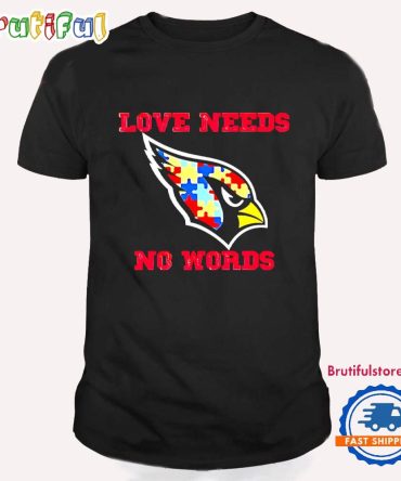 Arizona Cardinals Autism Awareness Love Needs No Words Puzzle Pattern T Shirt