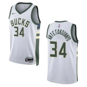 2022-23 Association Edition Milwaukee Bucks Giannis Antetokounmpo White Swingman Jersey - Alzaintravels
