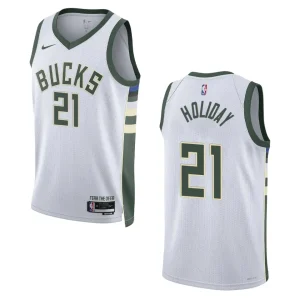 2022-23 Association Edition Milwaukee Bucks Jrue Holiday White Swingman Jersey - Alzaintravels