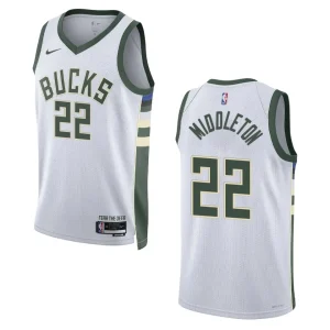 2022-23 Association Edition Milwaukee Bucks Khris Middleton White Swingman Jersey - Alzaintravels