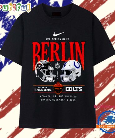 Atlanta Falcons Vs Indianapolis Colts 2025 Nfl Berlin Game Matchup Helmet T Shirt