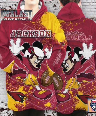 New Personalized Arizona Cardinals Mickey Mouse Snug Hoodie