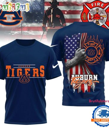 Auburn Tigers 2025 Ncaa Firefighter American Flag 3D Shirt