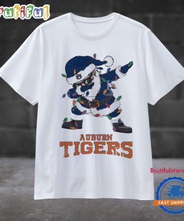 Auburn Tigers Dabbing Santa Claus Ugly Christmas Light T Shirt