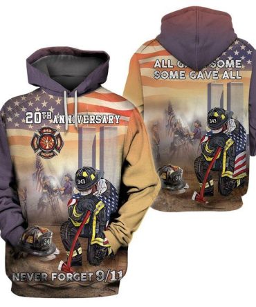 Patriot Day Hoodie September 11Th Hoodie 20Th Anniversary Kneeling Firefighter Never Forget 9/11 Hoodie Patriot Day