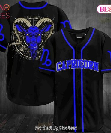 Capricorn Zodiac Baseball Jersey - Stylish Black & Blue Horoscope Shirt