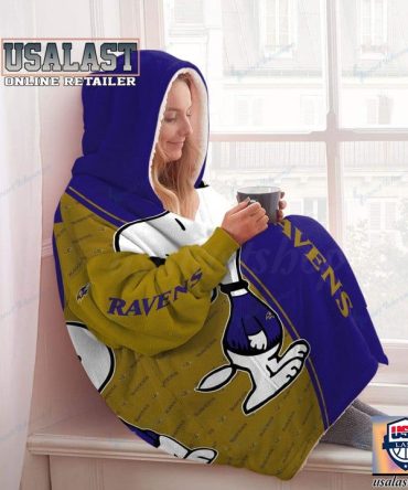 New Personalized Baltimore Ravens Snoopy Blanket Hoodie Hoodie Blanket