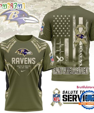 Baltimore Ravens 2025 Nfl Salute To Service Camo All Over Print Shirt