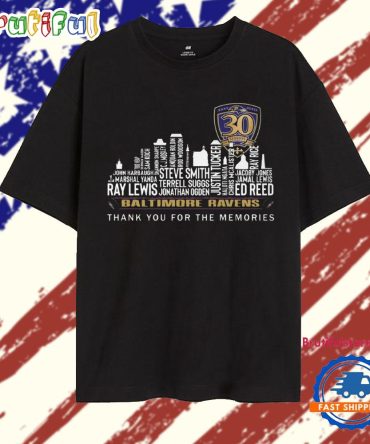 Baltimore Ravens 30 Season Player Name Thank You For The Memories T Shirt