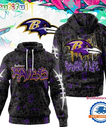 Baltimore Ravens Nfl Special Graffiti My Team 4 Life All Over Print Hoodie Shirt