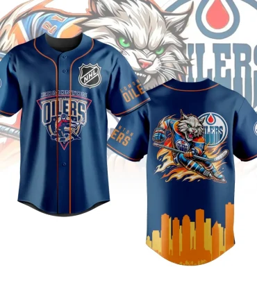 Edmonton Oilers Nhl Fan Jersey - Stylish Blue Graphic Tee For Hockey Enthusiasts