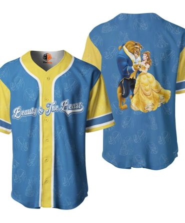 Beauty & The Beast Baseball Jersey - Vibrant Blue & Yellow Fan Apparel