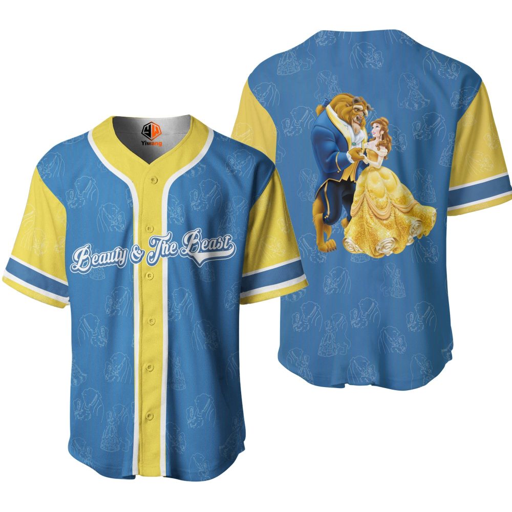 Beauty & The Beast Baseball Jersey - Vibrant Blue & Yellow Fan Apparel