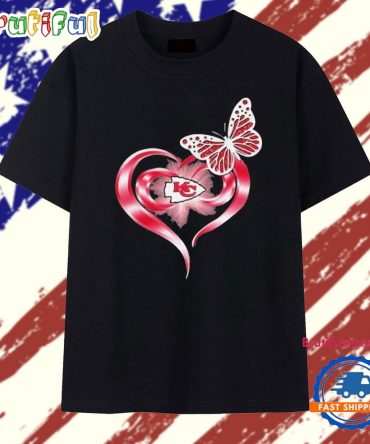 Beautiful Butterfly Love Kansas City Chiefs Heart 1981 T Shirt
