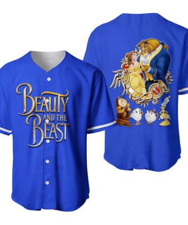 Disney Beauty And The Beast Baseball Jersey - Vibrant Blue Unisex Top, Perfect Gift For Fans