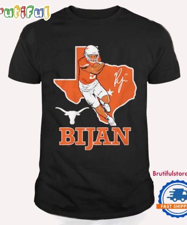 Bijan Robinson State Outline Texas Longhorns T Shirt