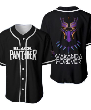 Black Panther Baseball Jersey - Wakanda Forever Design - Unisex Marvel Fan Apparel