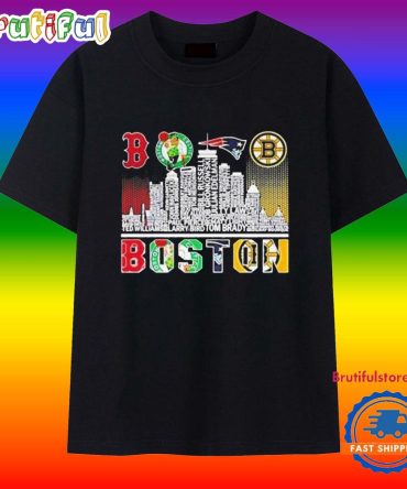 Boston Skyline Name City Sports Team Logo 2025 T Shirt
