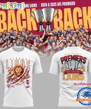 Brisbane Lions Afl 2025 Back-To-Back Premiers White T Shirt