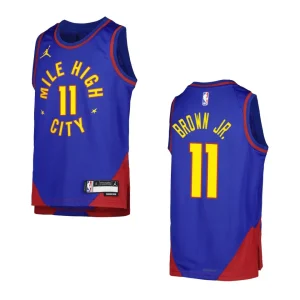 2022-23 Denver Nuggets Youth Statement Edition Bruce Brown Jr. Blue Jersey - Alzaintravels