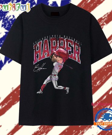 Bryce Harper Philadelphia Baseball Cartoon Caricature Batting Illustration T Shirt