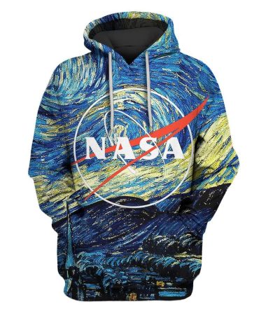 Nasa Hoodie Nasa On Starry Night Hoodie Blue Unisex