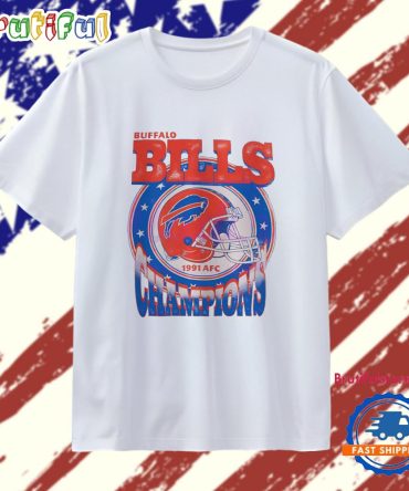 Buffalo Bills 1991 Afc Champions Retro Football Helmet Graphic T Shirt