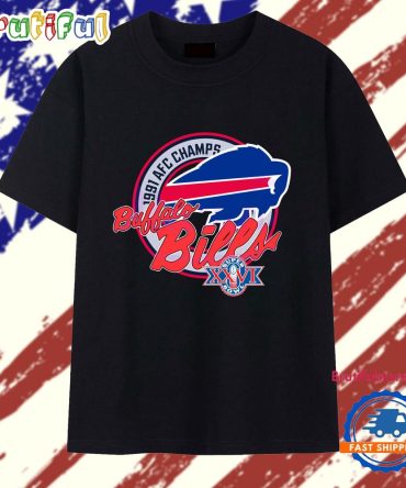 Buffalo Bills 1991 Afc Champs Super Bowl Xxvi Logo Retro T Shirt