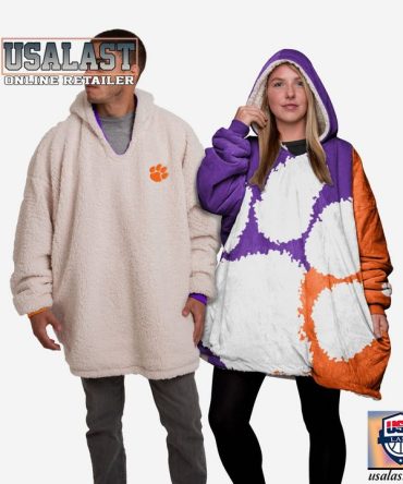 New Ncaa Clemson Tigers Big Logo Blanket Hoodie Hoodie Blanket