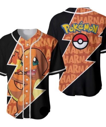Unisex Pokémon Charmander Baseball Jersey – Vibrant Anime Fan Apparel