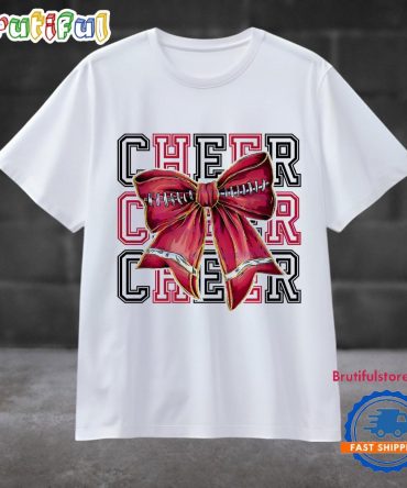 Cheer Coquette Bow Football American Football T Shirt