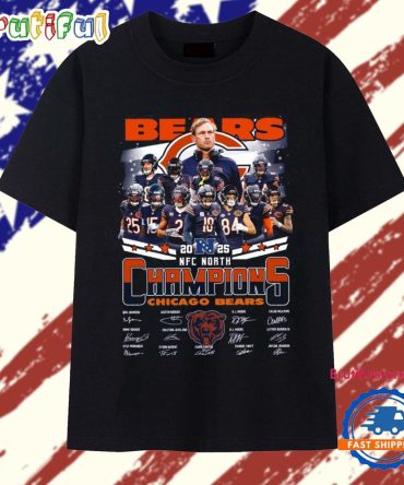 Chicago Bears 2025 Nfc North Champions 2025 Signature T Shirt