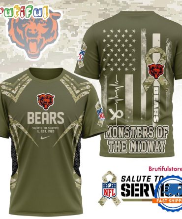 Chicago Bears 2025 Nfl Salute To Service Camo All Over Print Shirt