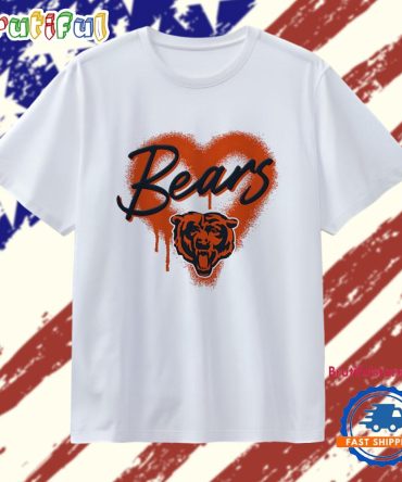 Chicago Bears Football Spray Heart T Shirt