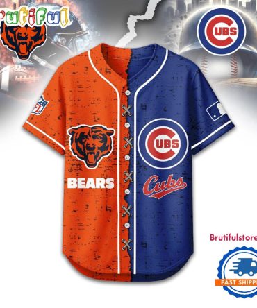 Chicago Bears Mix Chicago Cubs Sporty New Design Baseball Jersey