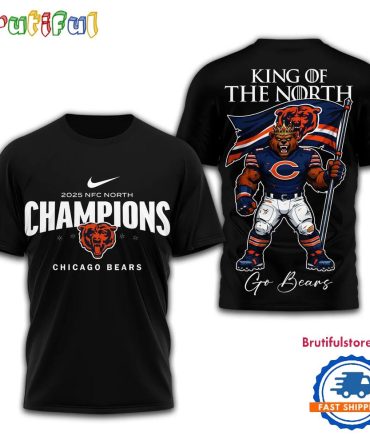 Chicago Bears Nfl 2025 King Of The North Mascot Black 3D Shirt