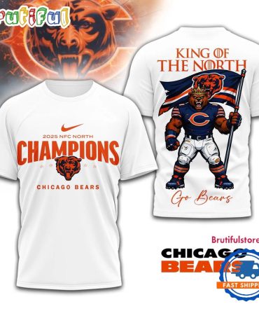 Chicago Bears Nfl 2025 King Of The North Mascot White 3D Shirt