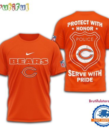 Chicago Bears Protech With Honor Police Serve With Pride 3D Shirt
